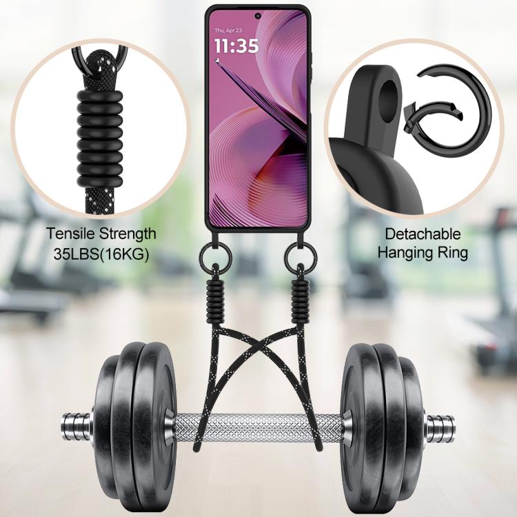 For Motorola Moto G55 5G Integrated Card Bag Solid Color Liquid Silicone Phone Case Gen2 with Short Lanyard