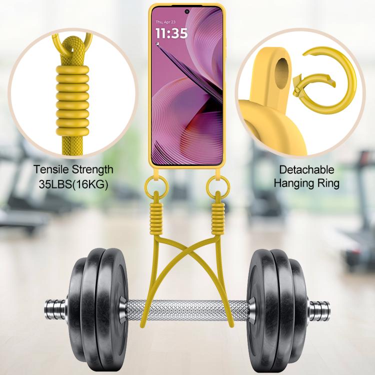For Motorola Moto G55 5G Integrated Card Bag Solid Color Liquid Silicone Phone Case Gen2 with Short Lanyard