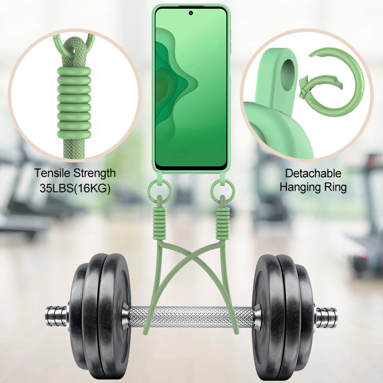 For Motorola Moto G14 4G Integrated Card Bag Solid Color Liquid Silicone Phone Case Gen2 with Short Lanyard