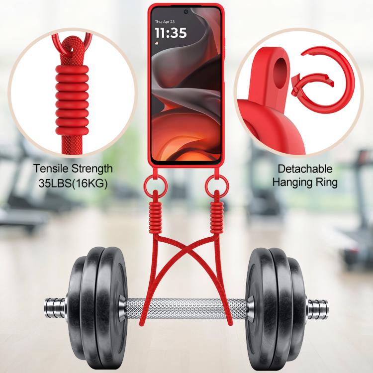 For Motorola Moto G67 Power / G57 Power Integrated Card Bag Solid Color Liquid Silicone Phone Case Gen2 with Short Lanyard