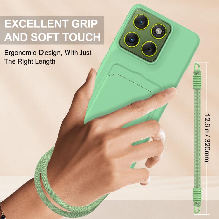 For Motorola Edge 70 5G / Moto X70 Air Integrated Card Bag Solid Color Liquid Silicone Phone Case Gen2 with Short Lanyard