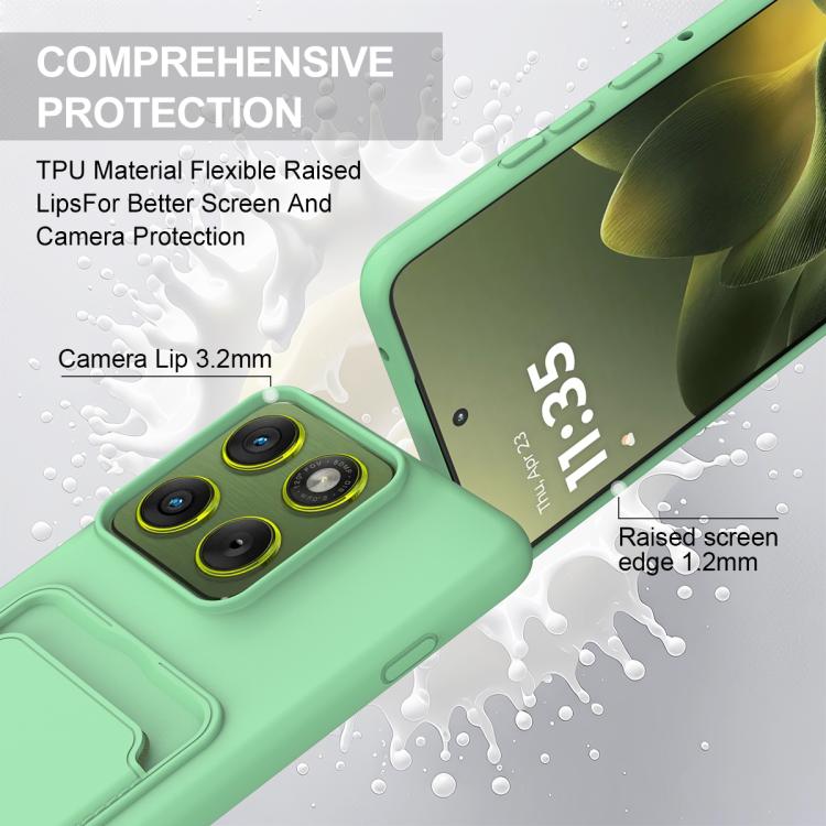 For Motorola Edge 70 5G / Moto X70 Air Integrated Card Bag Solid Color Liquid Silicone Phone Case Gen2 with Short Lanyard