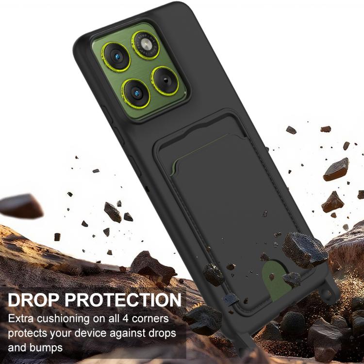 For Motorola Edge 70 5G / Moto X70 Air Integrated Card Bag Solid Color Liquid Silicone Phone Case Gen2 with Short Lanyard