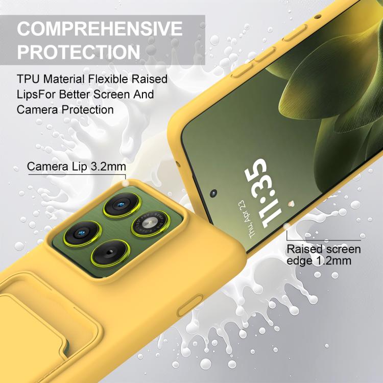 For Motorola Edge 70 5G / Moto X70 Air Integrated Card Bag Solid Color Liquid Silicone Phone Case Gen2 with Short Lanyard