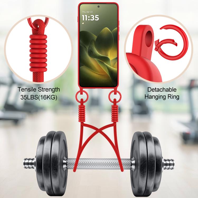 For Motorola Edge 70 Fusion / 70 Fusion+ Integrated Card Bag Solid Color Liquid Silicone Phone Case Gen2 with Short Lanyard