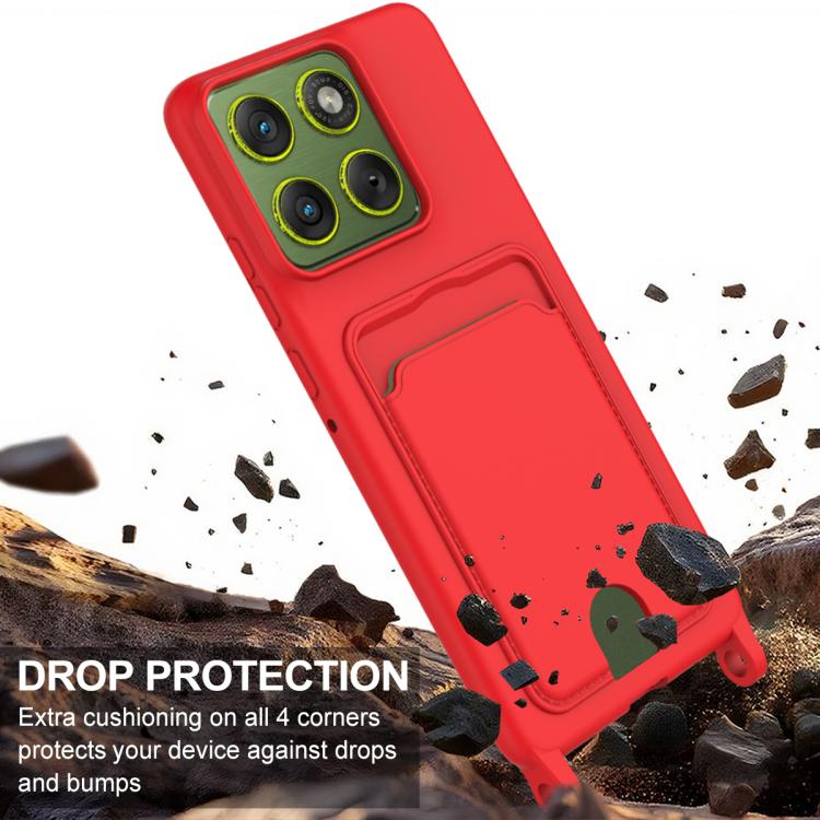 For Motorola Edge 70 Fusion / 70 Fusion+ Integrated Card Bag Solid Color Liquid Silicone Phone Case Gen2 with Short Lanyard