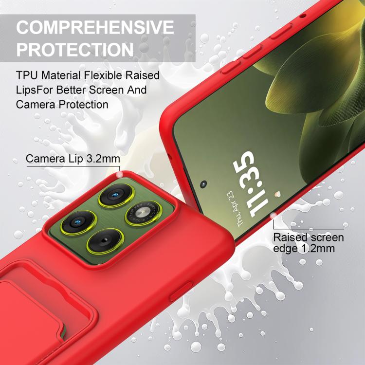 For Motorola Edge 70 Fusion / 70 Fusion+ Integrated Card Bag Solid Color Liquid Silicone Phone Case Gen2 with Short Lanyard