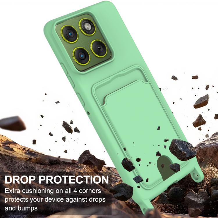For Motorola Edge 70 Fusion / 70 Fusion+ Integrated Card Bag Solid Color Liquid Silicone Phone Case Gen2 with Short Lanyard