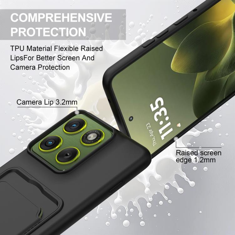 For Motorola Edge 70 Fusion / 70 Fusion+ Integrated Card Bag Solid Color Liquid Silicone Phone Case Gen2 with Short Lanyard