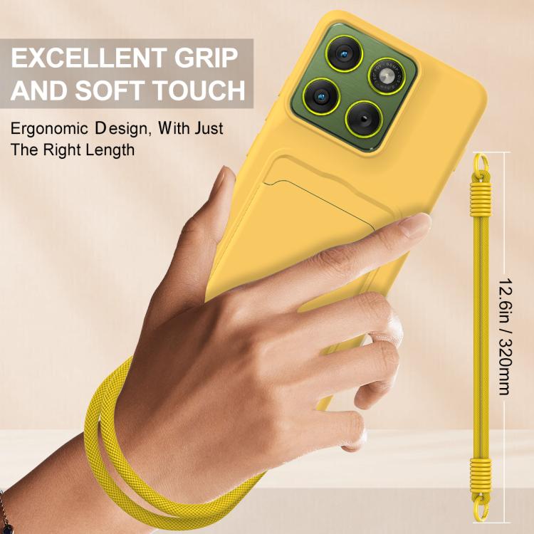 For Motorola Edge 70 Fusion / 70 Fusion+ Integrated Card Bag Solid Color Liquid Silicone Phone Case Gen2 with Short Lanyard