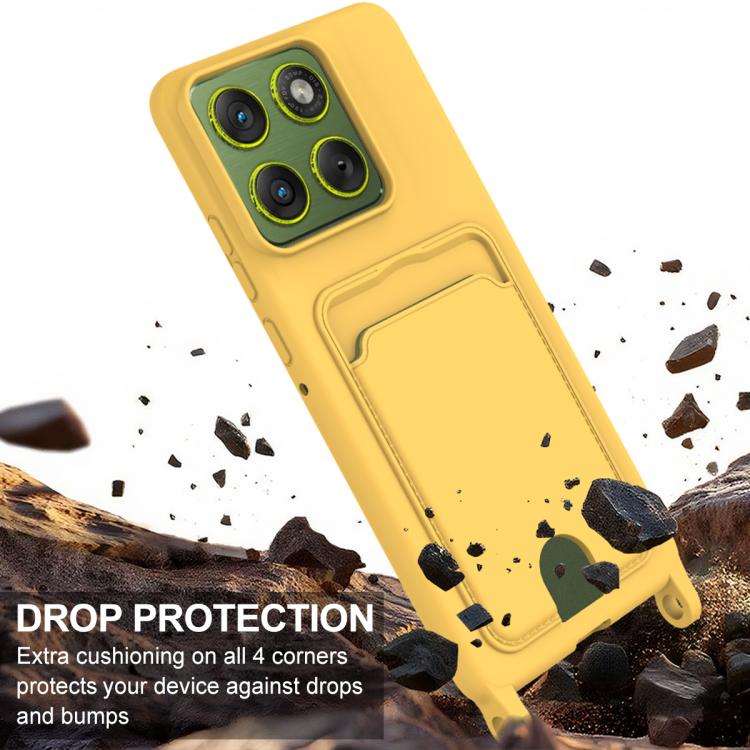 For Motorola Edge 70 Fusion / 70 Fusion+ Integrated Card Bag Solid Color Liquid Silicone Phone Case Gen2 with Short Lanyard