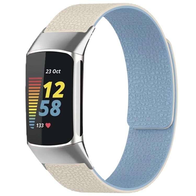 For Fitbit Charge 5 / Charge 6 xDfind Litchi Texture Magnetic Silicone Watch Band