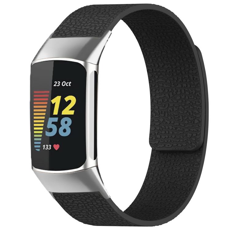 For Fitbit Charge 5 / Charge 6 xDfind Litchi Texture Magnetic Silicone Watch Band