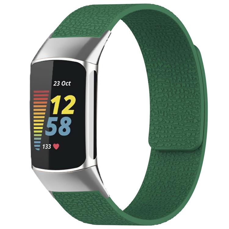 For Fitbit Charge 5 / Charge 6 xDfind Litchi Texture Magnetic Silicone Watch Band