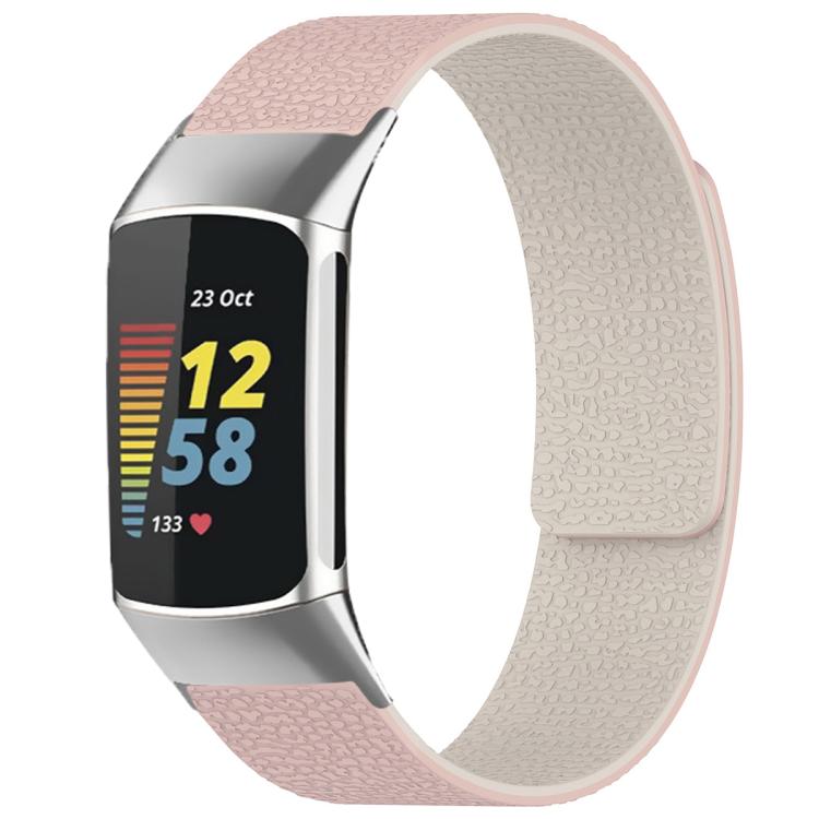 For Fitbit Charge 5 / Charge 6 xDfind Litchi Texture Magnetic Silicone Watch Band