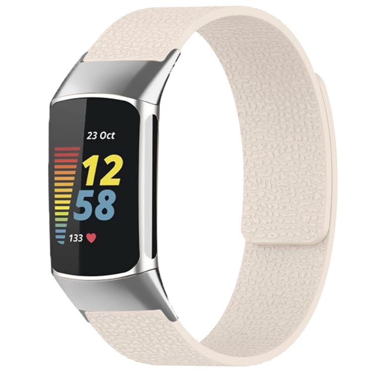 For Fitbit Charge 5 / Charge 6 xDfind Litchi Texture Magnetic Silicone Watch Band