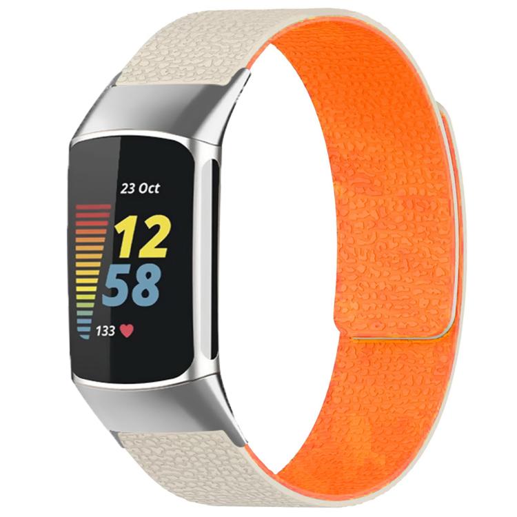 For Fitbit Charge 5 / Charge 6 xDfind Litchi Texture Magnetic Silicone Watch Band