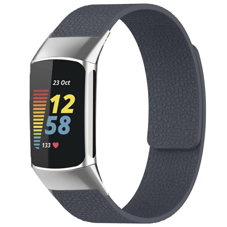 For Fitbit Charge 5 / Charge 6 xDfind Litchi Texture Magnetic Silicone Watch Band