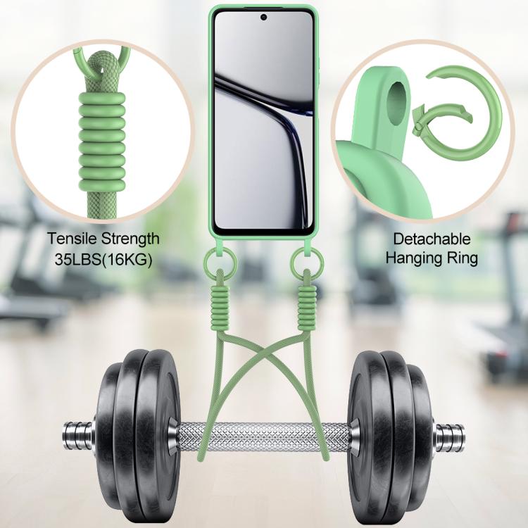 For Realme C65 4G Integrated Card Bag Solid Color Liquid Silicone Phone Case Gen2 with Short Lanyard
