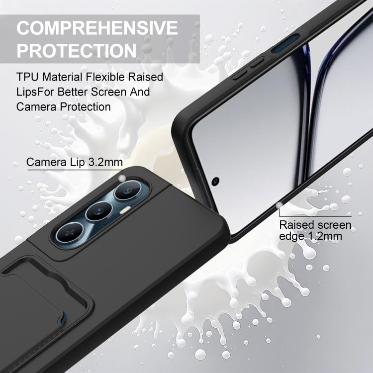 For Realme C65 4G Integrated Card Bag Solid Color Liquid Silicone Phone Case Gen2 with Short Lanyard