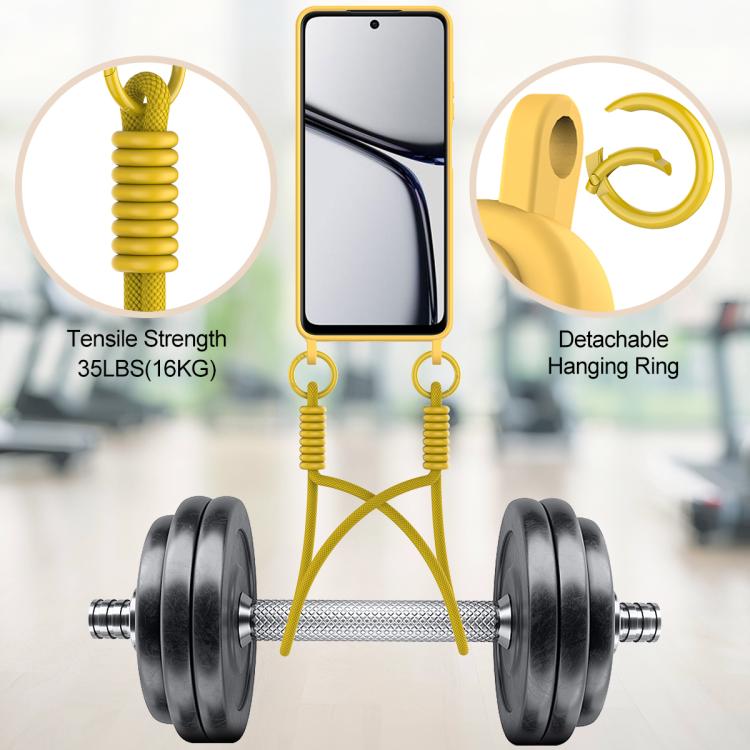 For Realme C65 4G Integrated Card Bag Solid Color Liquid Silicone Phone Case Gen2 with Short Lanyard