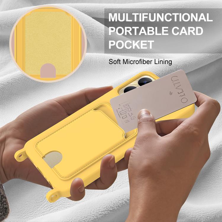 For Realme Narzo N53 / Note 50 4G Integrated Card Bag Solid Color Liquid Silicone Phone Case Gen2 with Short Lanyard