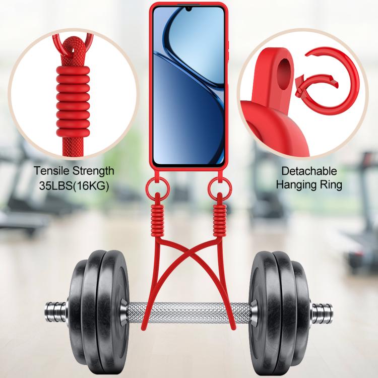 For Realme Note 60 / C63 4G / C61 4G Integrated Card Bag Solid Color Liquid Silicone Phone Case Gen2 with Short Lanyard