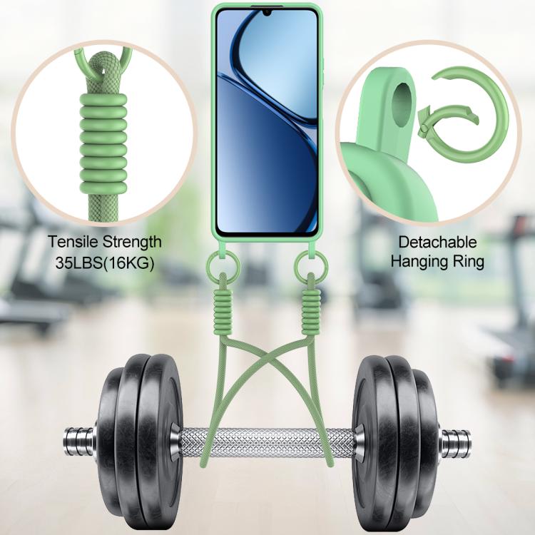 For Realme Note 60 / C63 4G / C61 4G Integrated Card Bag Solid Color Liquid Silicone Phone Case Gen2 with Short Lanyard