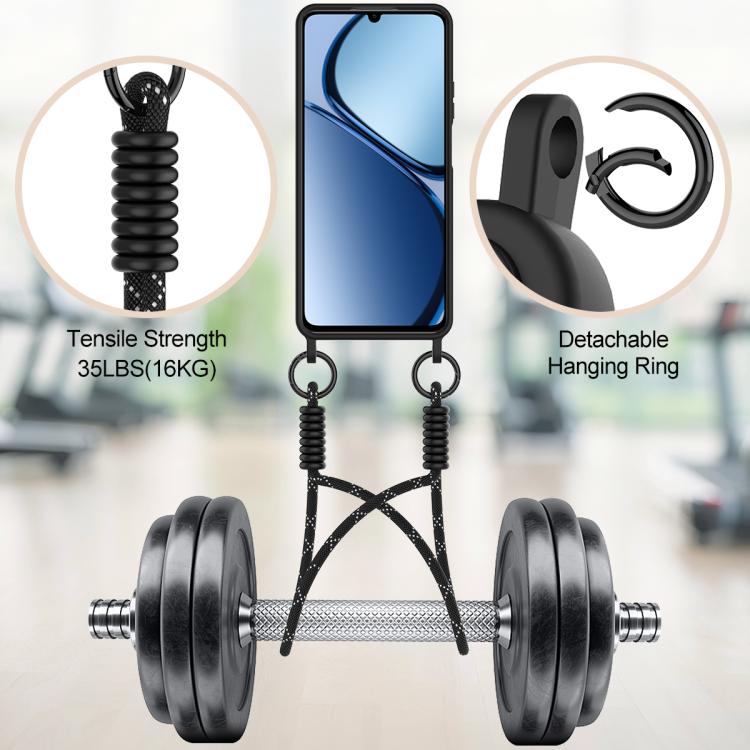 For Realme Note 60 / C63 4G / C61 4G Integrated Card Bag Solid Color Liquid Silicone Phone Case Gen2 with Short Lanyard