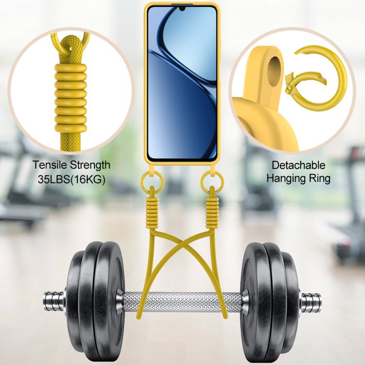 For Realme Note 60 / C63 4G / C61 4G Integrated Card Bag Solid Color Liquid Silicone Phone Case Gen2 with Short Lanyard