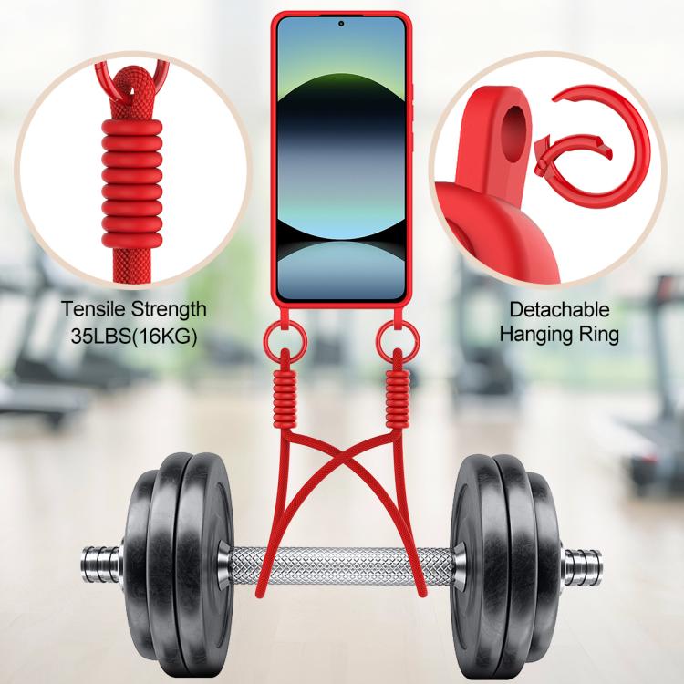 For Redmi Note 14 4G 163.25mm Integrated Card Bag Solid Color Liquid Silicone Phone Case Gen2 with Short Lanyard