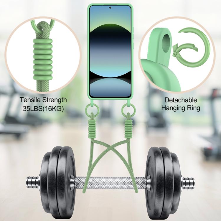For Redmi Note 14 4G 163.25mm Integrated Card Bag Solid Color Liquid Silicone Phone Case Gen2 with Short Lanyard