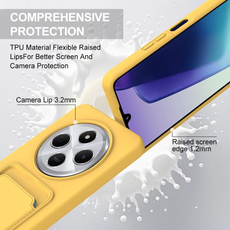 For Redmi 14C 4G / 14R 5G / A4 5G Integrated Card Bag Solid Color Liquid Silicone Phone Case Gen2 with Short Lanyard