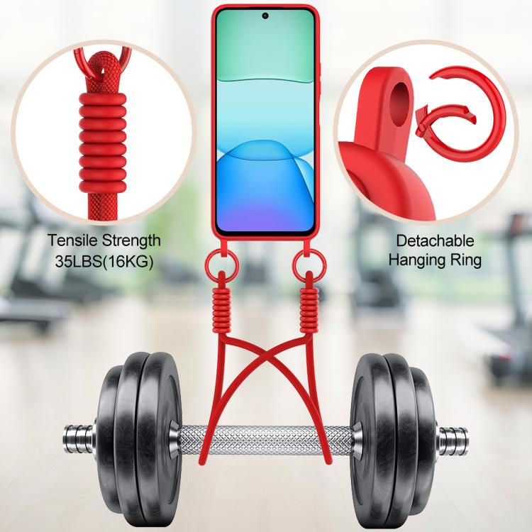 For Redmi 13 4G / 13 5G / Note 13R 5G Integrated Card Bag Solid Color Liquid Silicone Phone Case Gen2 with Short Lanyard