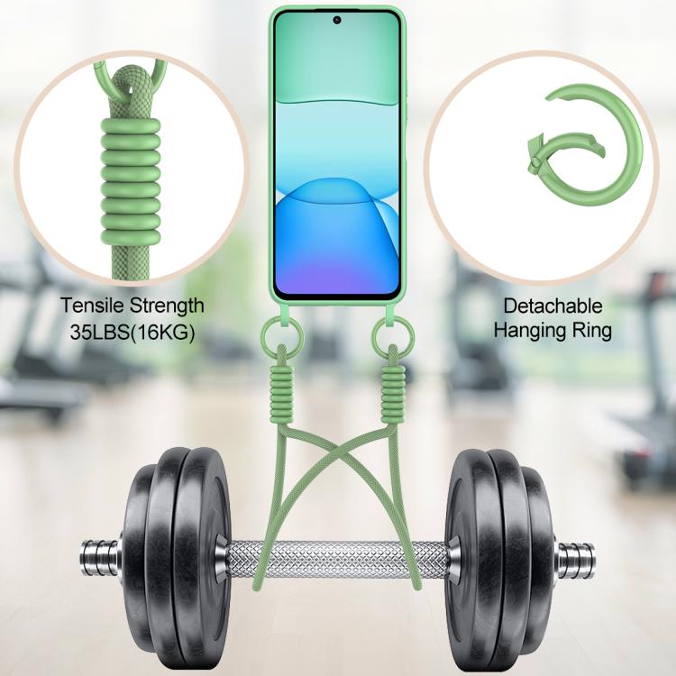 For Redmi 13 4G / 13 5G / Note 13R 5G Integrated Card Bag Solid Color Liquid Silicone Phone Case Gen2 with Short Lanyard