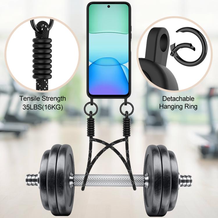 For Redmi 13 4G / 13 5G / Note 13R 5G Integrated Card Bag Solid Color Liquid Silicone Phone Case Gen2 with Short Lanyard