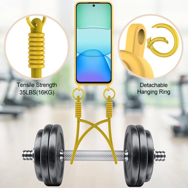 For Redmi 13 4G / 13 5G / Note 13R 5G Integrated Card Bag Solid Color Liquid Silicone Phone Case Gen2 with Short Lanyard