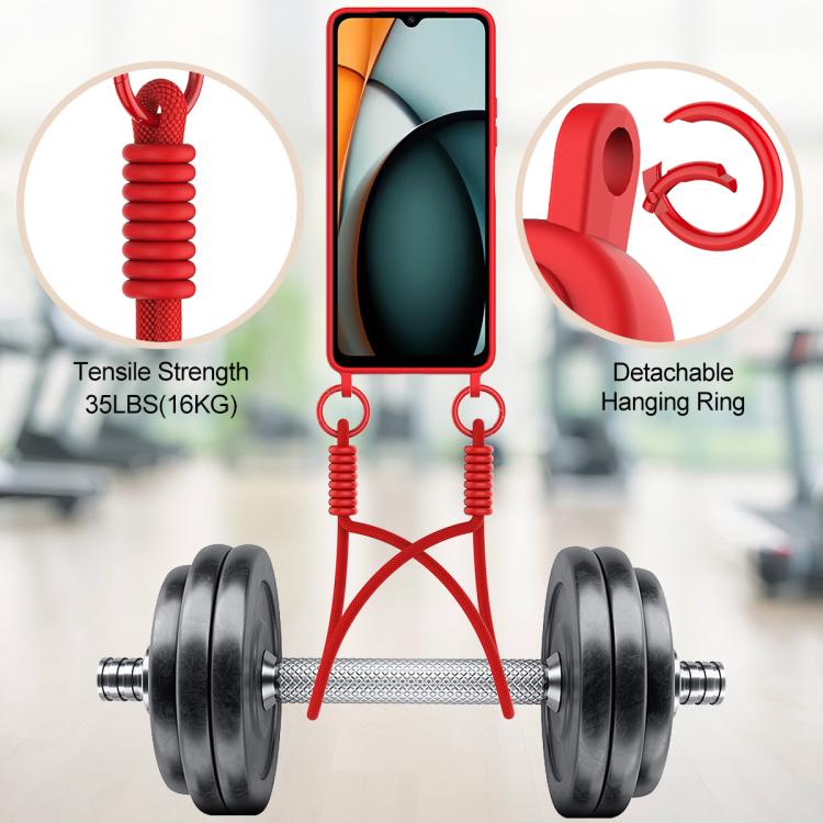 For Redmi A3 4G / A3x 4G / Poco C61 Integrated Card Bag Solid Color Liquid Silicone Phone Case Gen2 with Short Lanyard