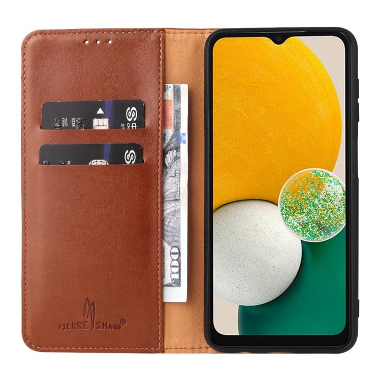 For Samsung Galaxy A56 5G Fierre Shann PU Genuine Leather Texture Phone Case