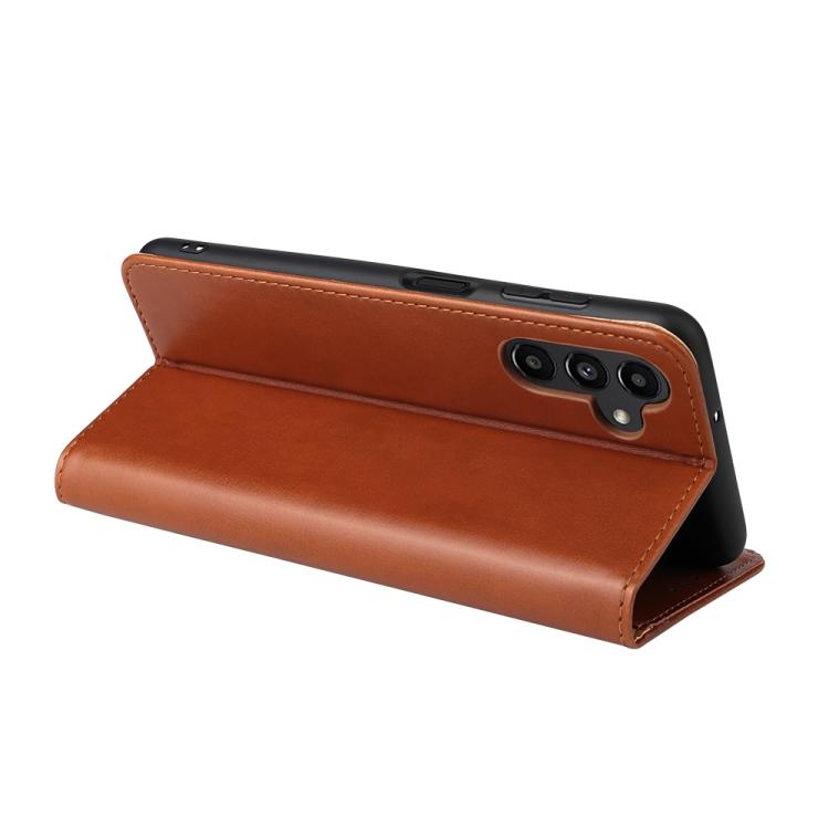 For Samsung Galaxy A56 5G Fierre Shann PU Genuine Leather Texture Phone Case