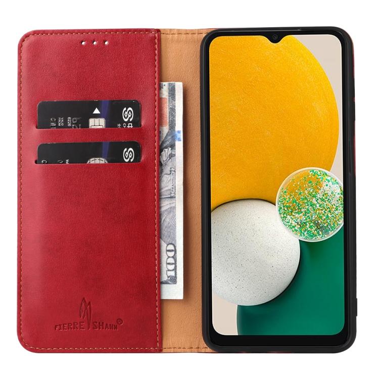For Samsung Galaxy A56 5G Fierre Shann PU Genuine Leather Texture Phone Case