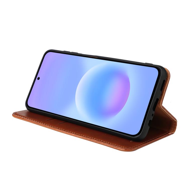 For Galaxy A57 5G Fierre Shann PU Genuine Leather Texture Phone Case