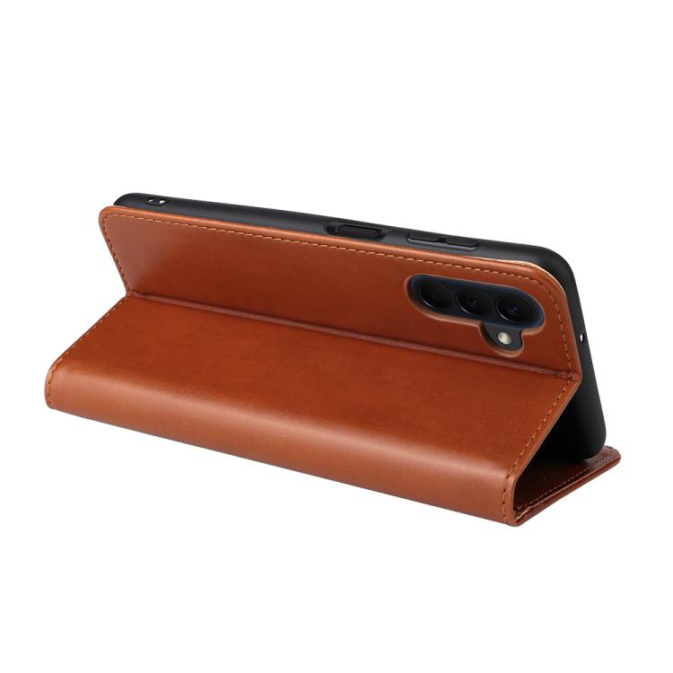 For Galaxy A57 5G Fierre Shann PU Genuine Leather Texture Phone Case