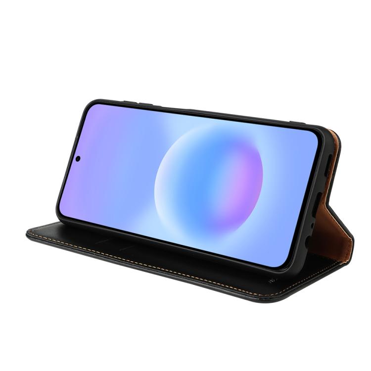 For Galaxy A57 5G Fierre Shann PU Genuine Leather Texture Phone Case