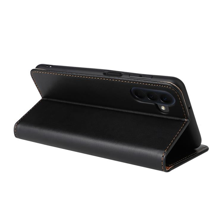 For Galaxy A57 5G Fierre Shann PU Genuine Leather Texture Phone Case