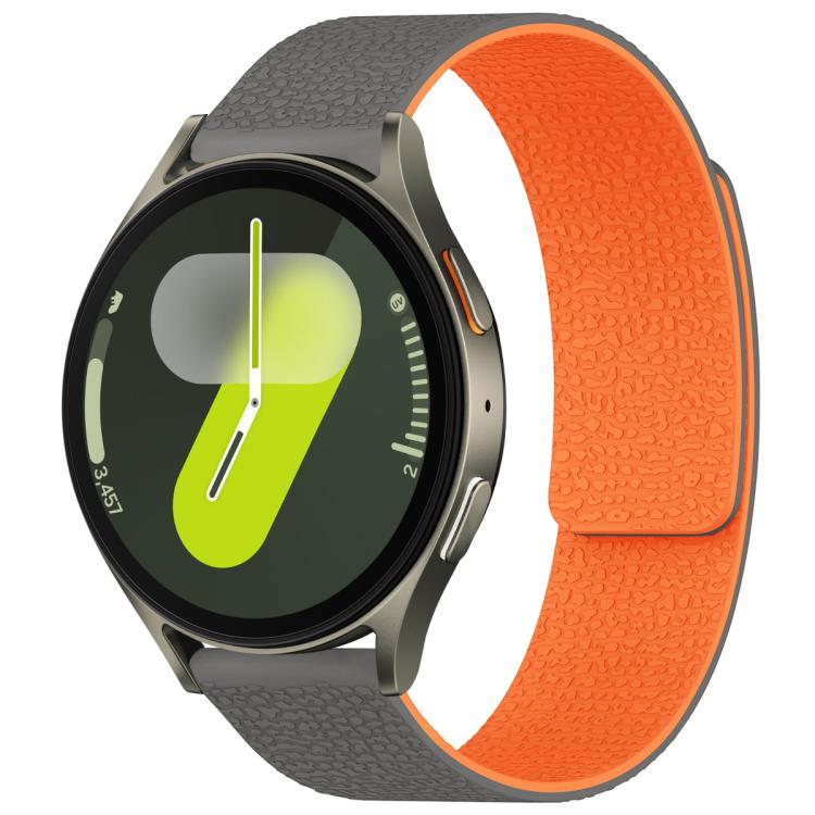 For Samsung Galaxy Watch 7 / 6 / 5 / FE xDfind Litchi Texture Magnetic Silicone Watch Band