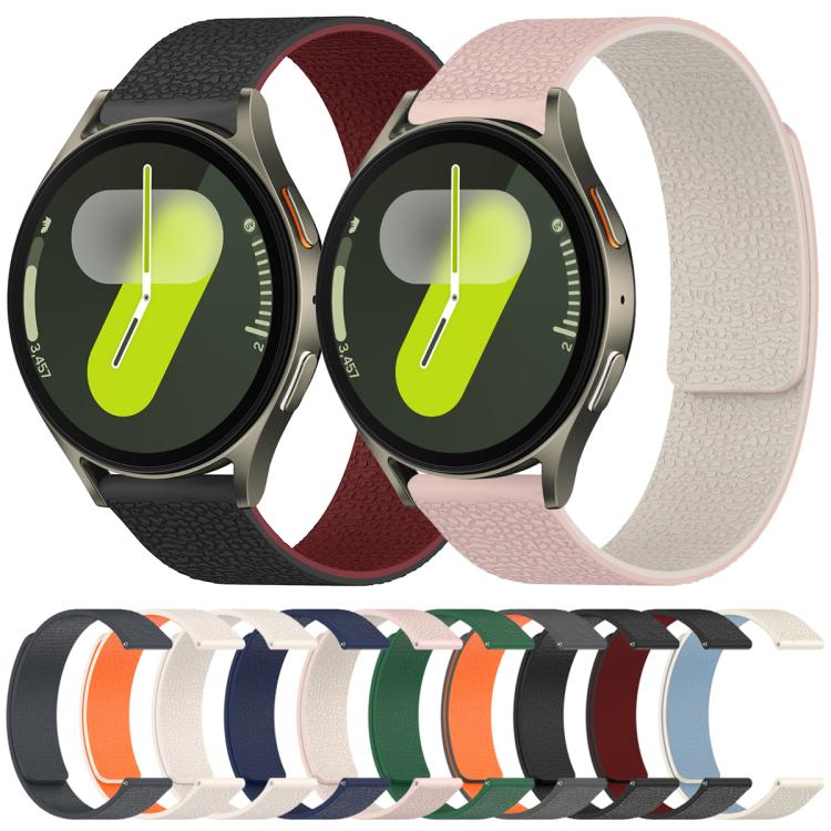 For Samsung Galaxy Watch 7 / 6 / 5 / FE xDfind Litchi Texture Magnetic Silicone Watch Band