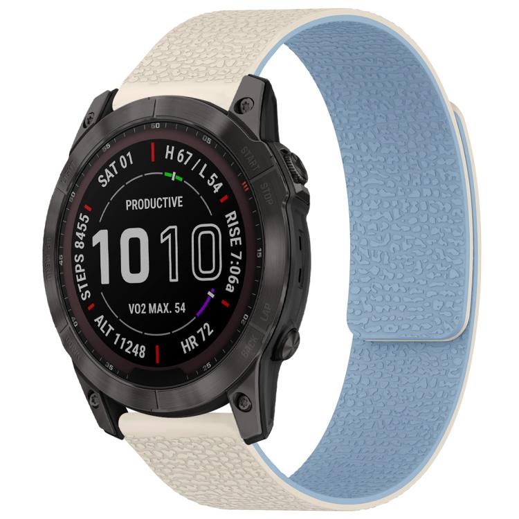 For Garmin Fenix 8/7X/6X/5X 26mm xDfind Litchi Texture Magnetic Silicone Watch Band