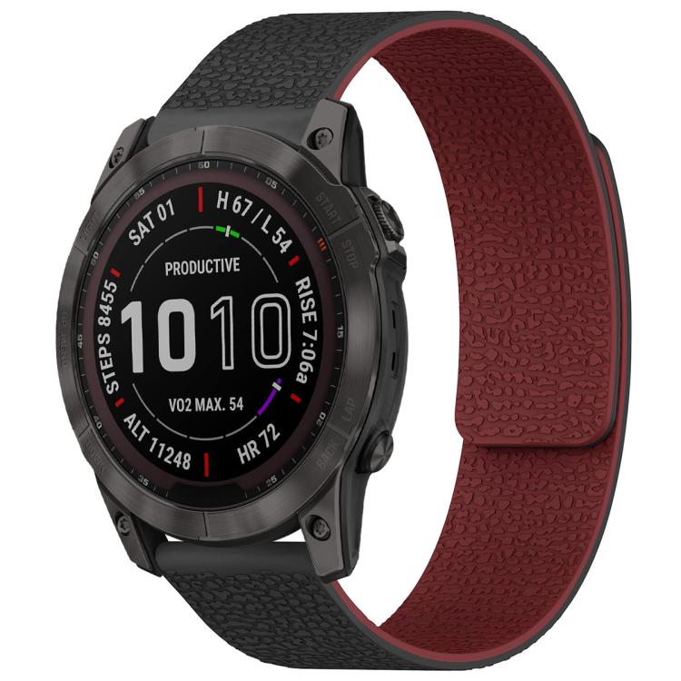 For Garmin Fenix 8/7X/6X/5X 26mm xDfind Litchi Texture Magnetic Silicone Watch Band