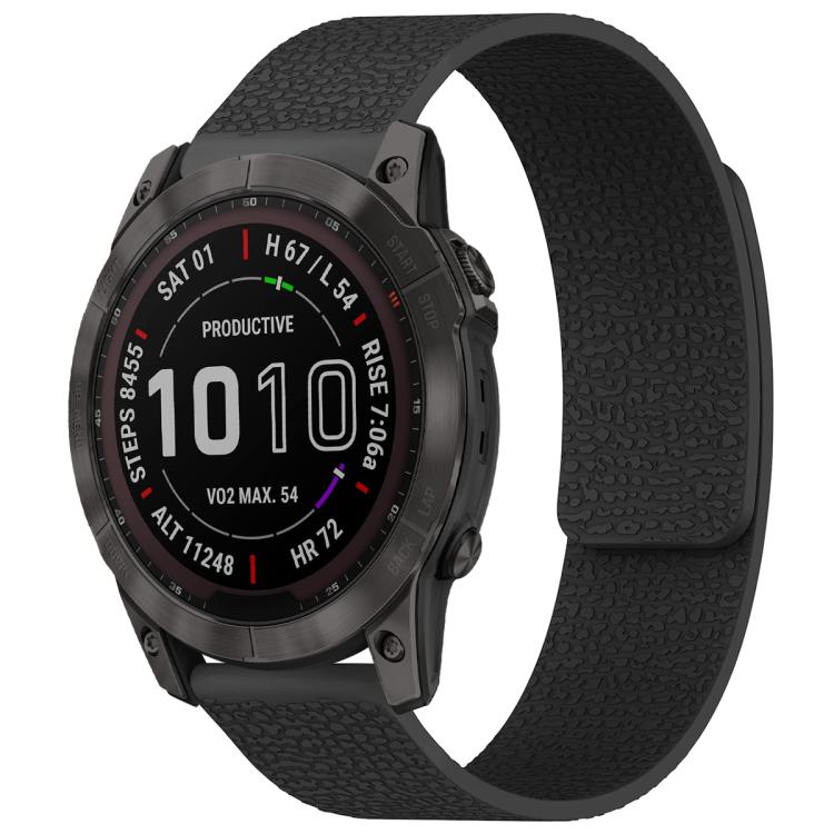 For Garmin Fenix 8/7X/6X/5X 26mm xDfind Litchi Texture Magnetic Silicone Watch Band